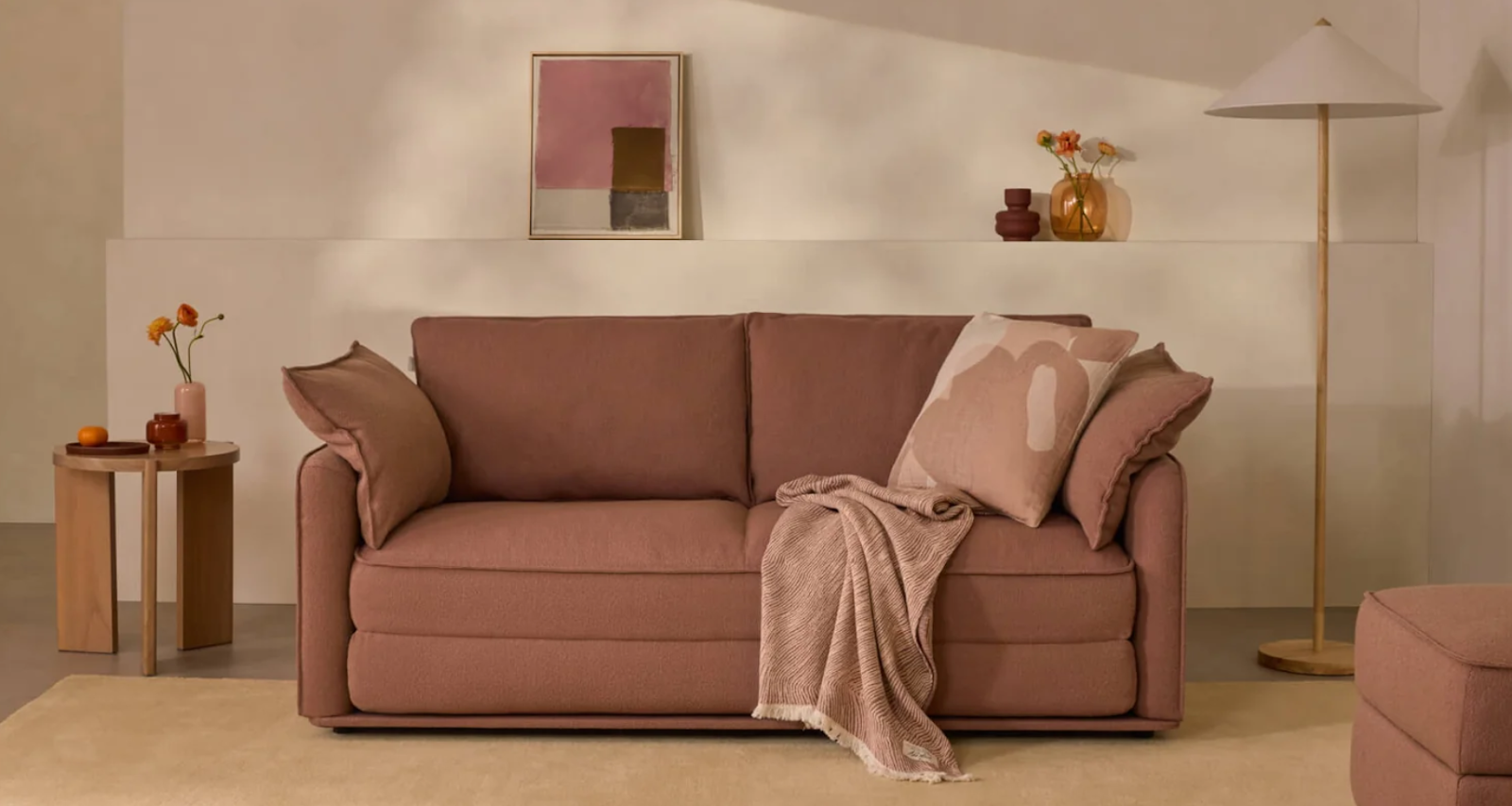 Best-selling double-seater Cushy Sofa Bed in sunset rust