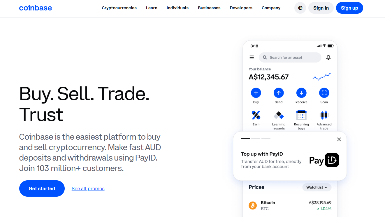 Coinbase Homepage