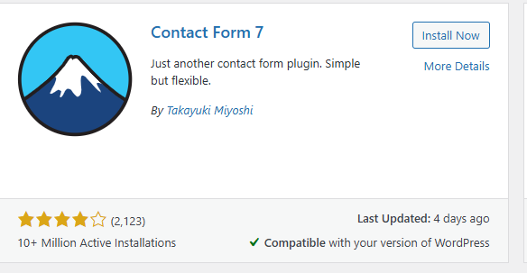 a screenshot of contact form 7 a  WordPress Plugins for Authors