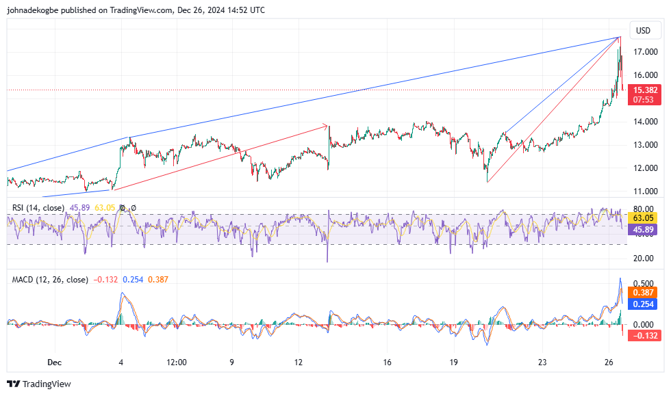 Monthly Trading Chart For GT With MACD & RSI