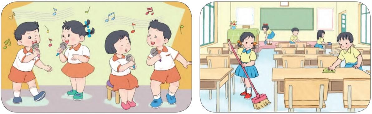 BÀI 4: EM YÊU BẠN BÈChia sẻCâu 1: Các bạn trong bức tranh dưới đây đang làm gì?Giải nhanh:Chơi trò kéo co.Câu 2: Trò chơi kéo co đòi hỏi người chơi những gì? Chọn các ý đúng: a) Mọi người trong đội đều cố gắng.b) Chỉ cần một người trong đội cố gắng.c) Mọi người trong đội biết cách phối hợp với nhau.Giải nhanh:a) và c) Câu 3: Ngoài trò chơi kéo co, em còn biết những hoạt động nào cần có tập thể?Giải nhanh:Hát tốp ca, làm vệ sinh lớp học, lao động tập thể…BÀI ĐỌC 1: LÀM VIỆC THẬT LÀ VUIGhép từ ở cột A phù hợp với nghĩa ở cột B:Giải nhanh:Đọc hiểu Câu 1: Em hiểu  từng đàn chim áo trắng