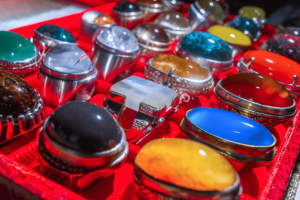 collection of men gemstone rings