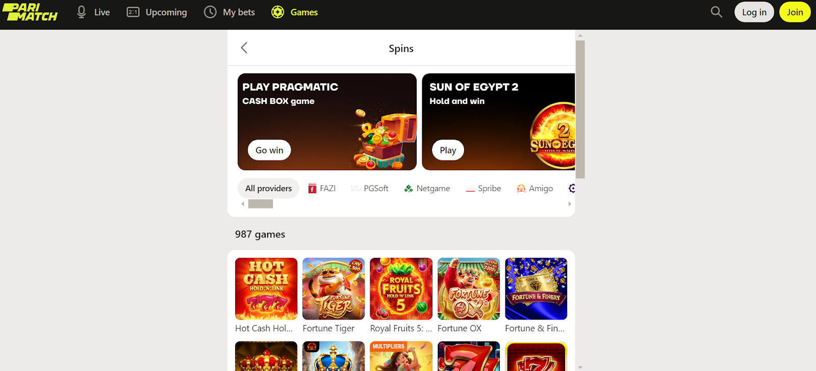 Parimatch Online casinos