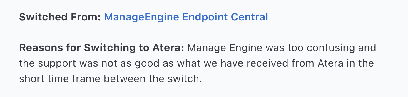 Atera review via Capterra. It says, "Atera review via Capterra"