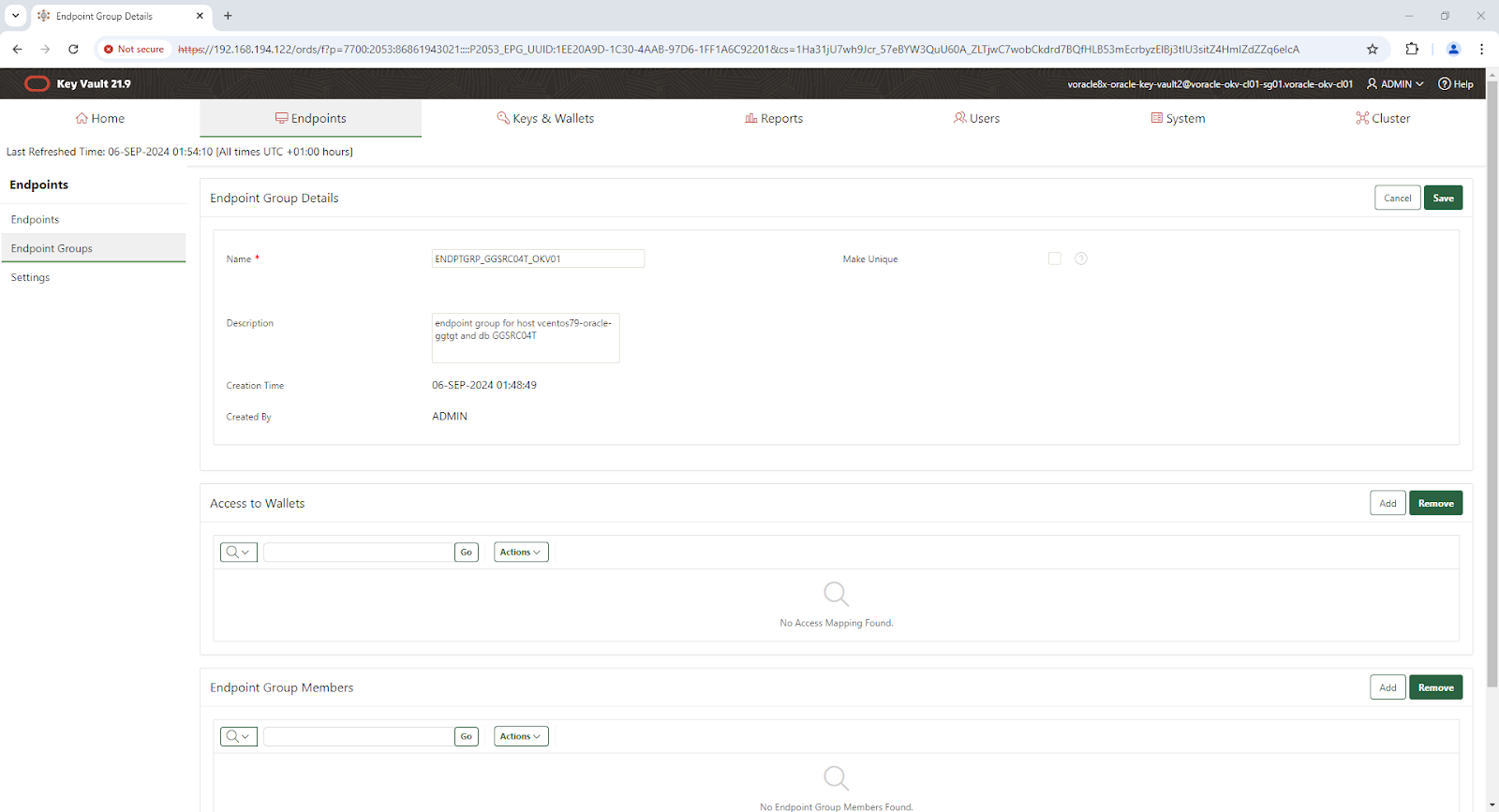 Endpoint Group Details - Google Chrome