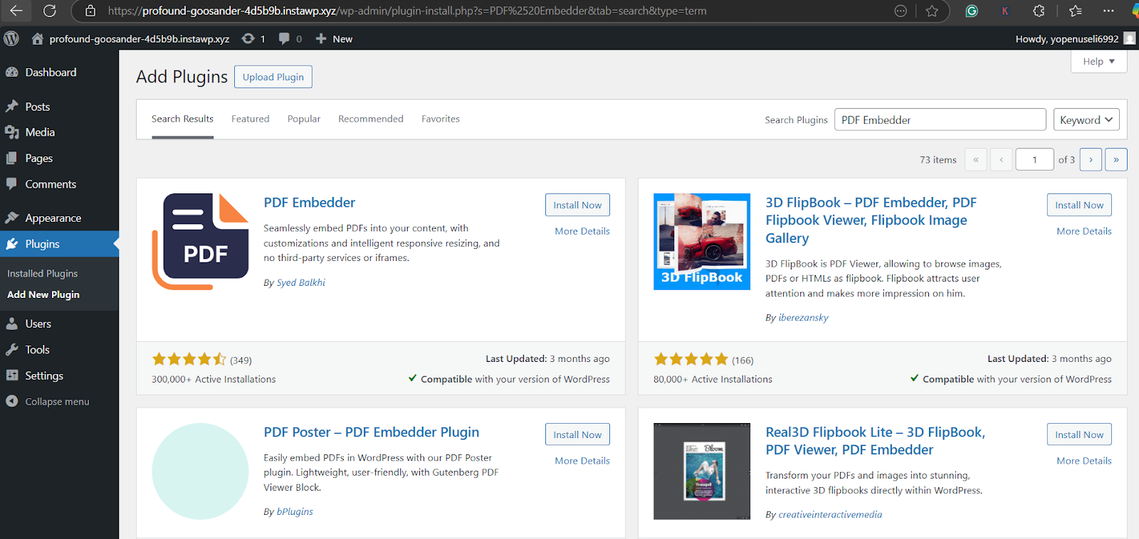 Click Install Now and then Activate a   WordPress PDF plugin to embed PDF in WordPress.