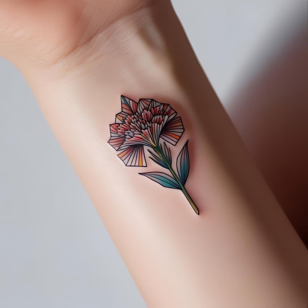 Geometric Carnation Tattoo
