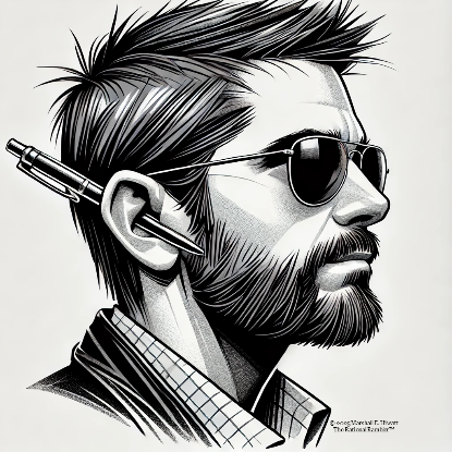 A person with sunglasses and a pen in his ear

Description automatically generated