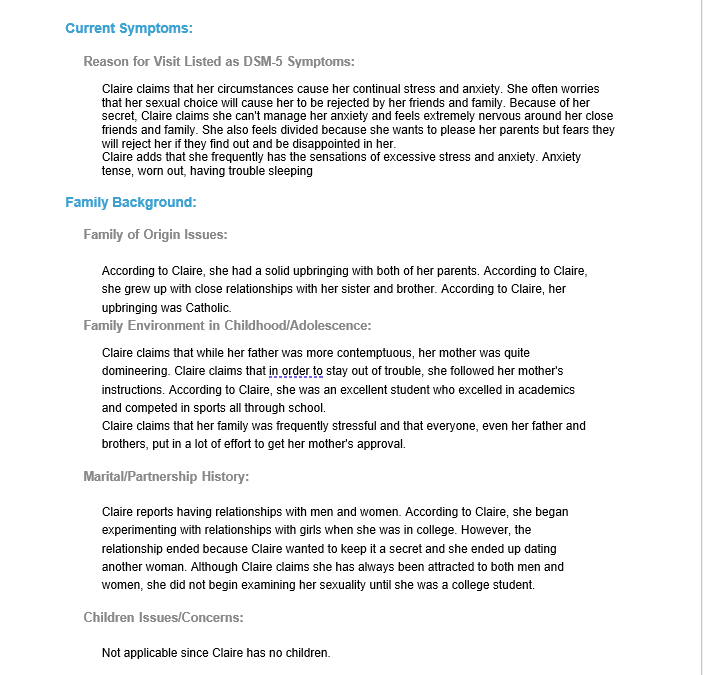 COUN-5225 Week 7 Assignment: Biopsychosocial Assessment 