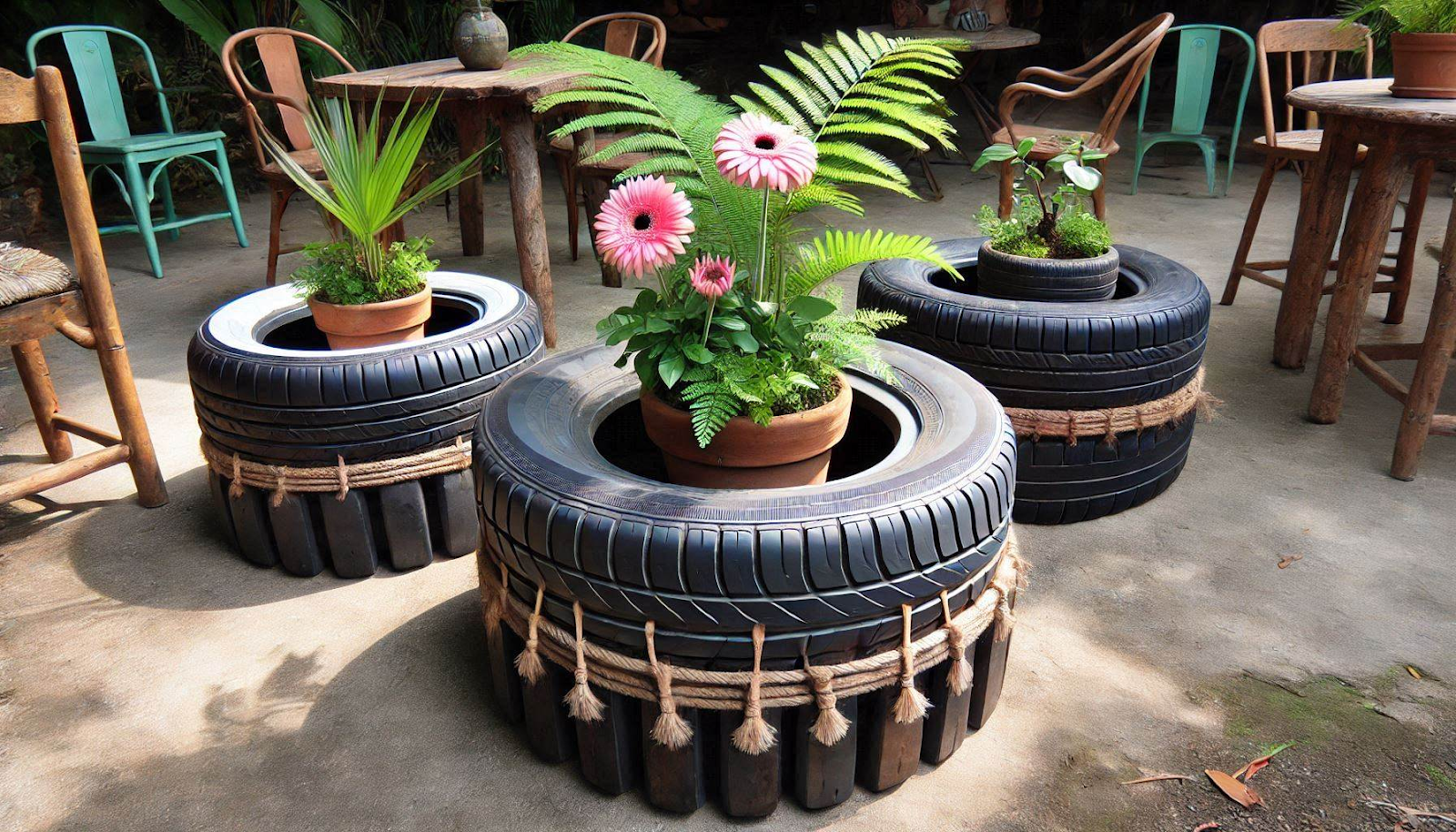 Old Tires into Stylish Ottomans or Tables for a Unique, Eco-Friendly Look