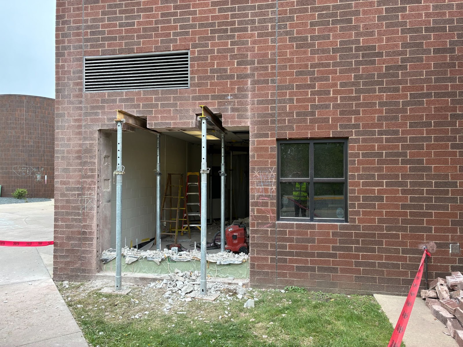 A construction site with many pipes