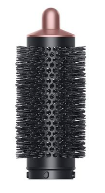 A black round brush with black bristles  Description automatically generated