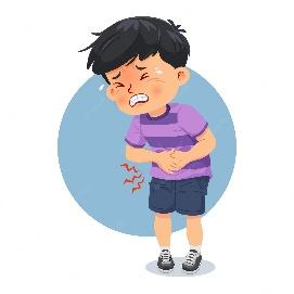 Premium Vector | Little boy having stomach ache child pressing his hand to his abdomen vector illustration