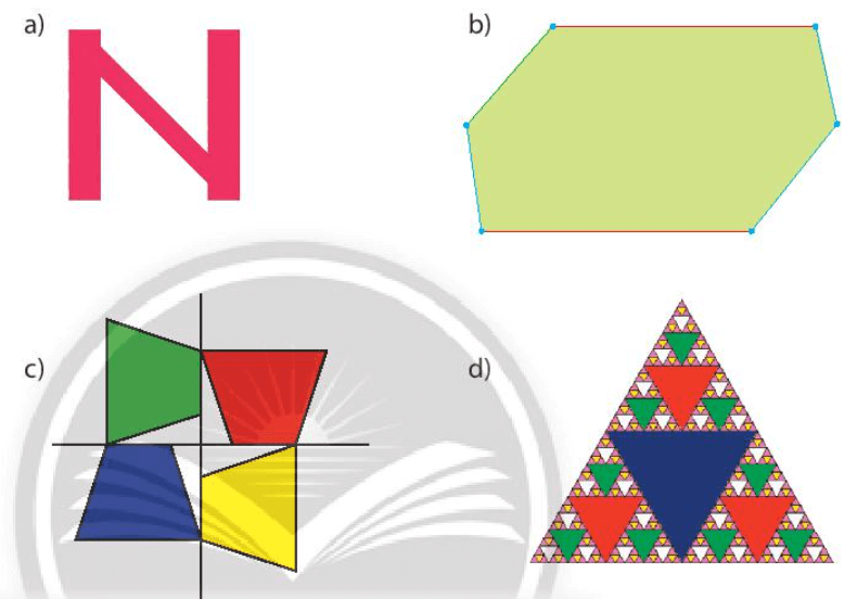 BÀI 2: HÌNH CÓ TÂM ĐỐI XỨNG1. Hình có tâm đối xứng. Tâm đối xứngBài 1:a) Lấy một điểm A bất kì trên đường tròn tâm O. Hãy tìm điểm B trên đường tròn sao cho O là trung điểm của đoạn thẳng AB (Hình 1a).b) Cho hình bình hành ABCD, hai đường chéo AC và BD cắt nhau tại I. Đường thẳng qua I cắt AB tại M và cắt CD tại M. Đo rồi so sánh độ dài IM và IM (Hình 1b). Giải nhanh:a) b) Độ dài IM = IM Bài 2: Tìm tâm đối xứng của mỗi hình (nếu có).Giải nhanh: Hình d không có tâm đối xứngBài 3: Em hãy cho biết trong những hình đã học như hình vuông, hình tam giác đều, hình lục giác đều, hình chữ nhật, hình bình hành, hình thoi, hình thang cân, hình nào có tâm đối xứng.Giải nhanh:Hình vuông, hình lục giác đều, hình chữ nhật, hình bình hành, hình thoi2. Nhận biết những hình phẳng trong tự nhiên có tâm đối xứngBài 1: Hai bông hoa và chiếc lá dưới đây, hình nào có tâm đối xứng? Nếu có, hãy chỉ ra tâm đối xứng của nó.Giải nhanh:Hình a có tâm đối xứng3. Bài tập