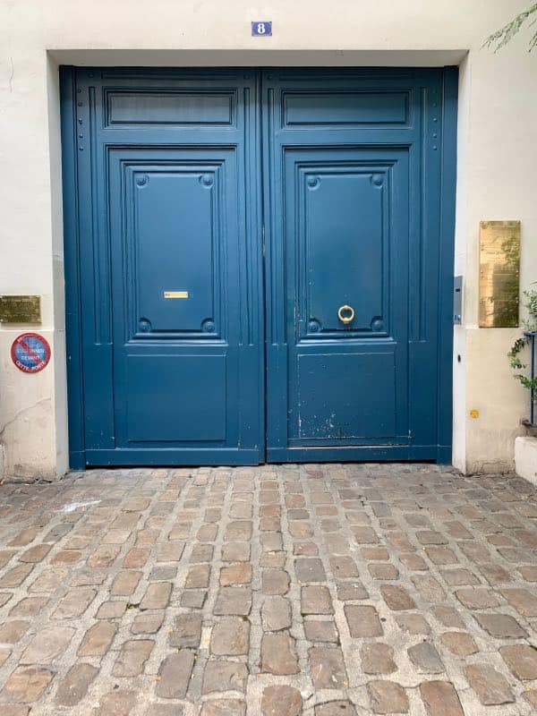 Double Front Doors painted with Benjamin Moore Mistral