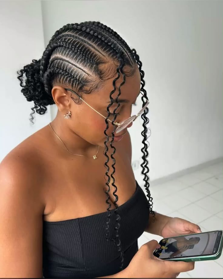a lady rocking stitch braids with tendrils