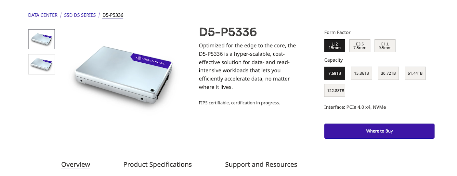 Screenshot of Solidigm D5-P5336 - Best high-capacity SSD for cold storage.