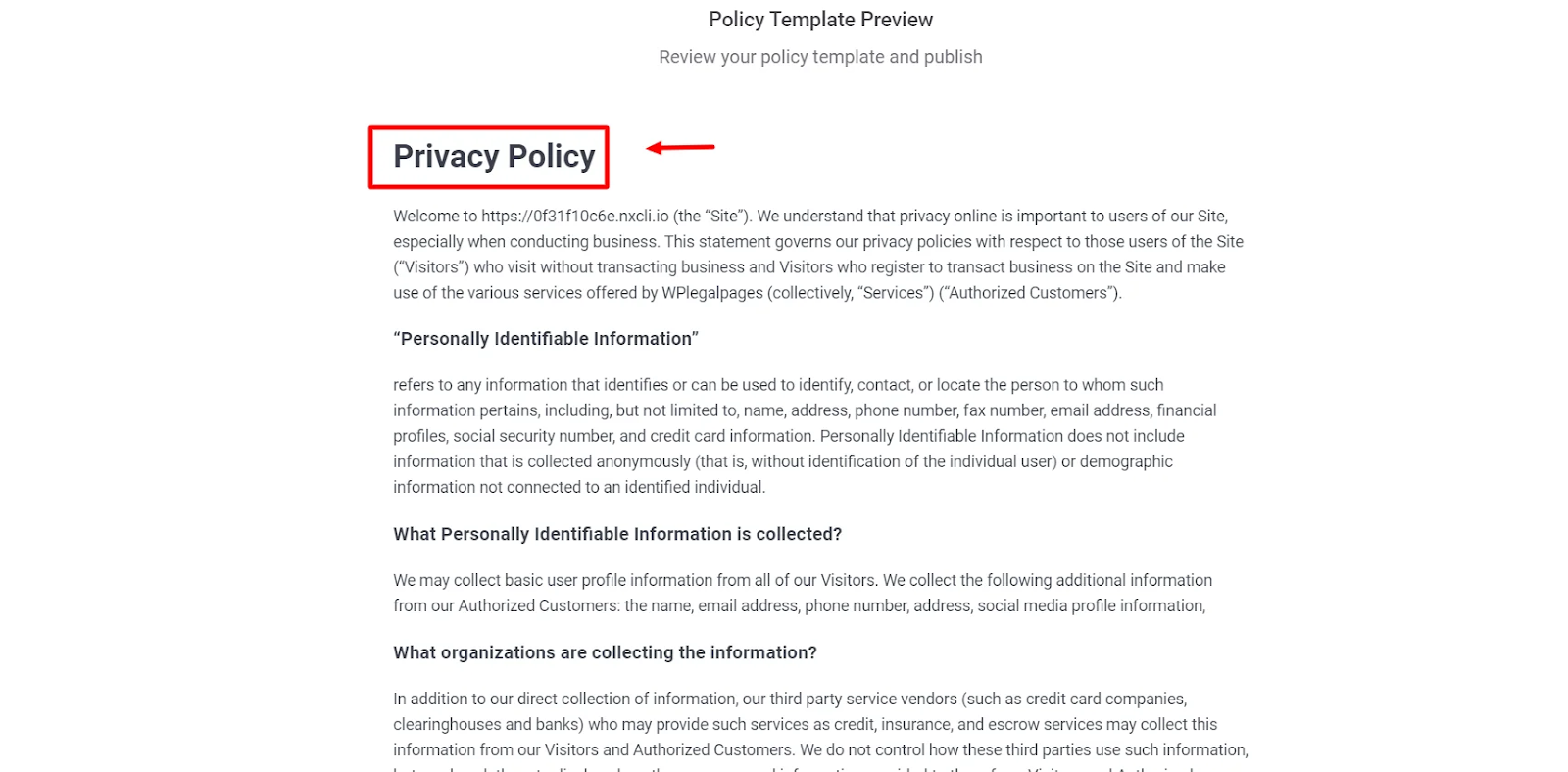 Editing privacy policy