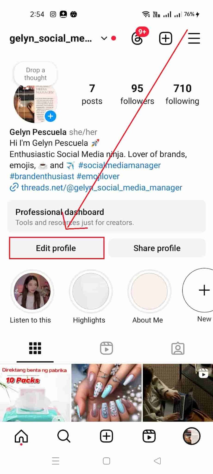 How to Change Your Instagram Profile Picture - Click Edit Profile