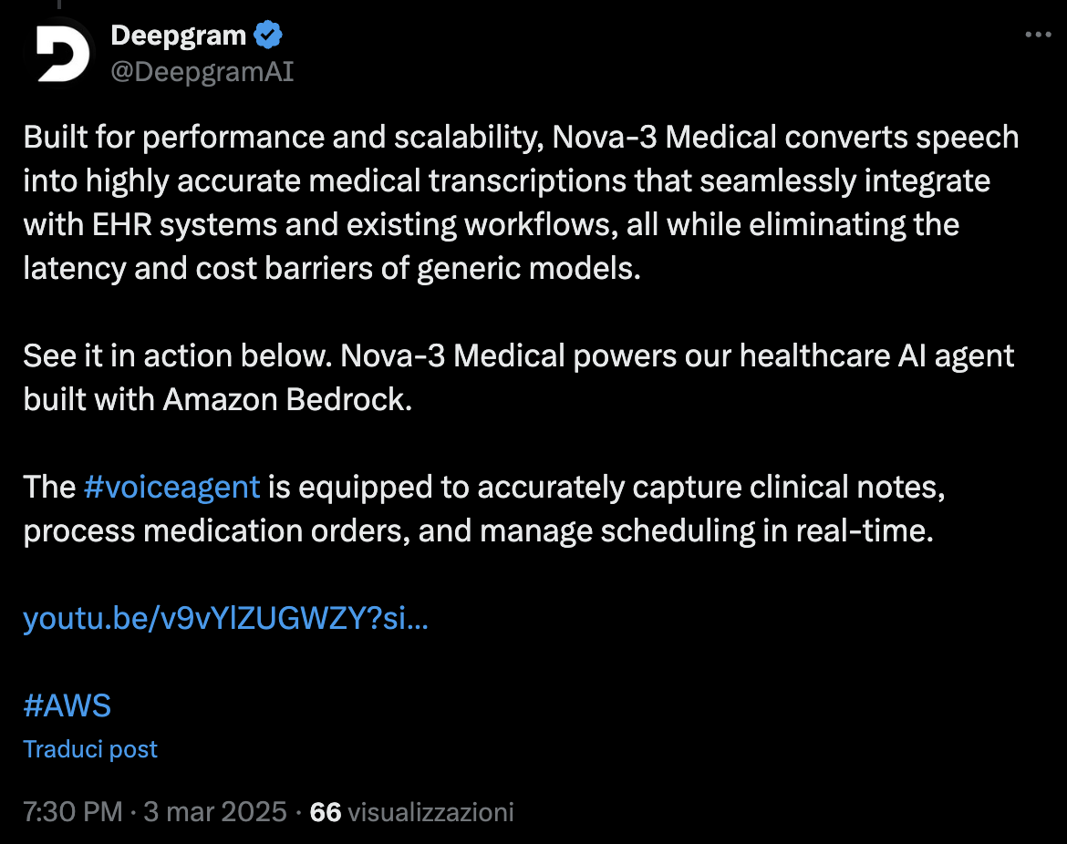 tweet su nova-3 medical ai