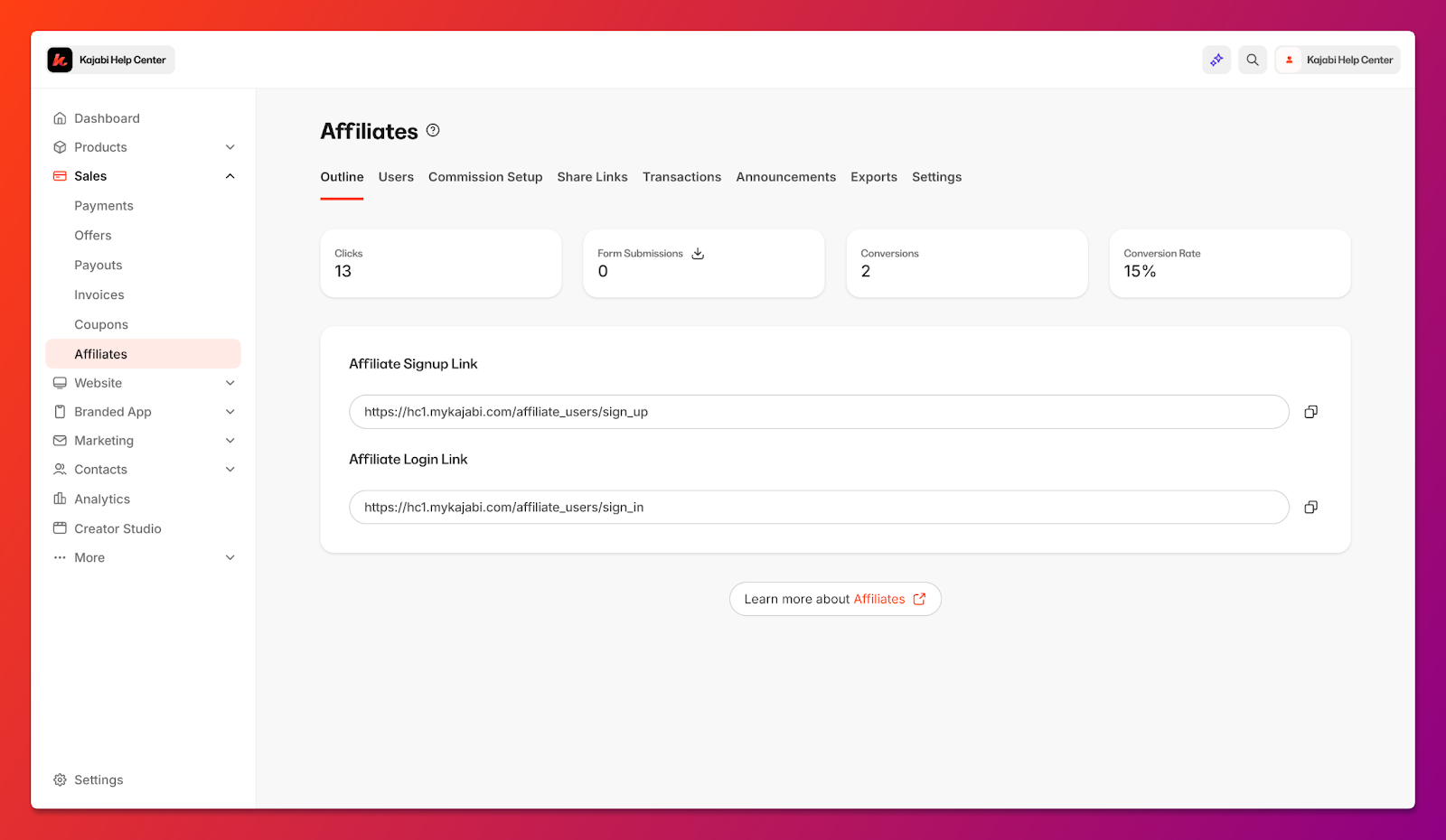 Kajabi Affiliate Setup