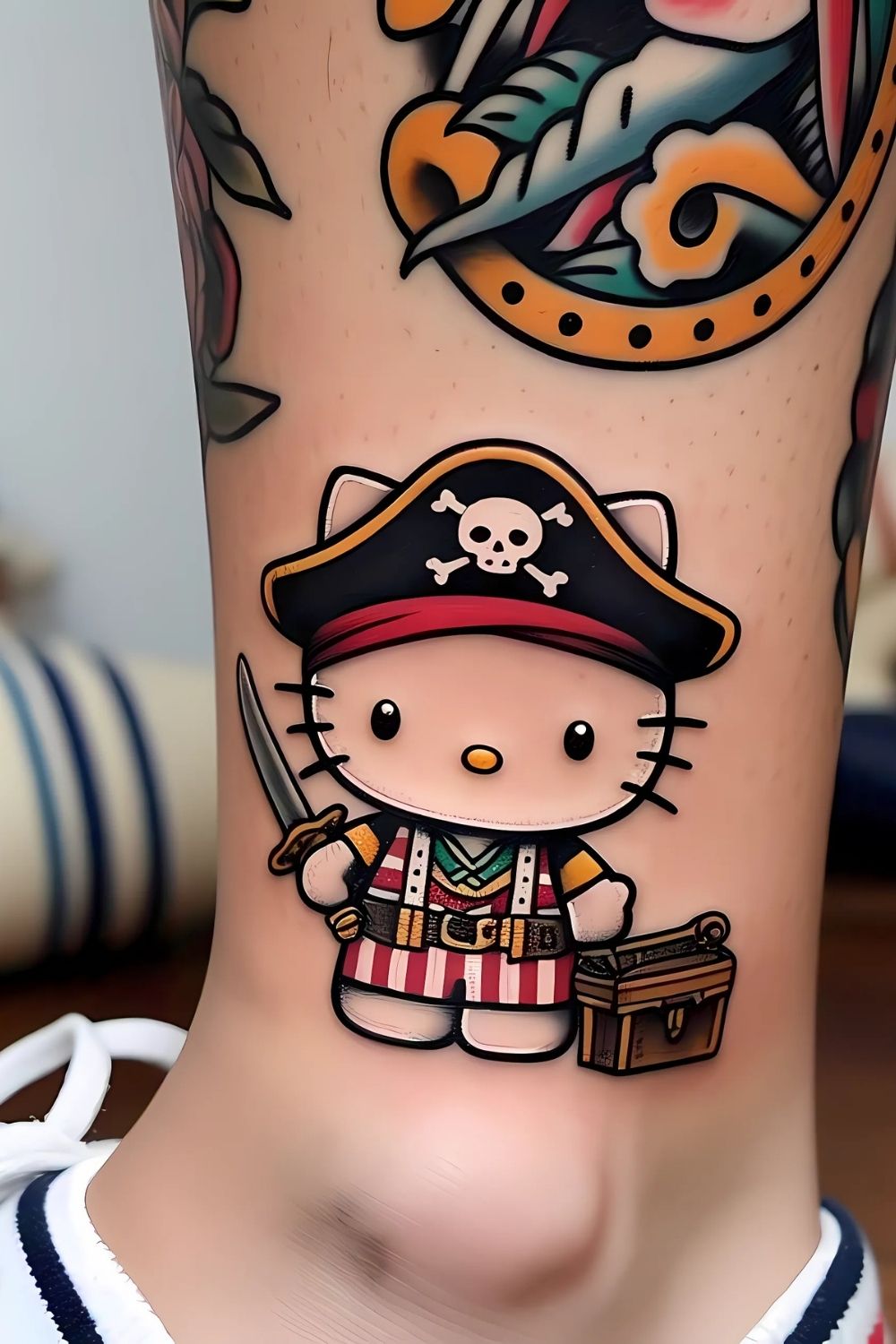 Hello Kitty as a Pirate Tattoo