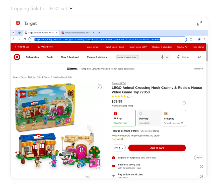 OpenAI Operator looking at a Lego product detail page for an Animal Crossing Lego set