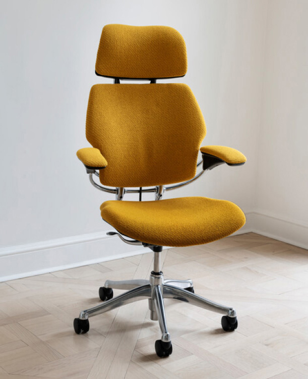 orange yellow human scale office chair