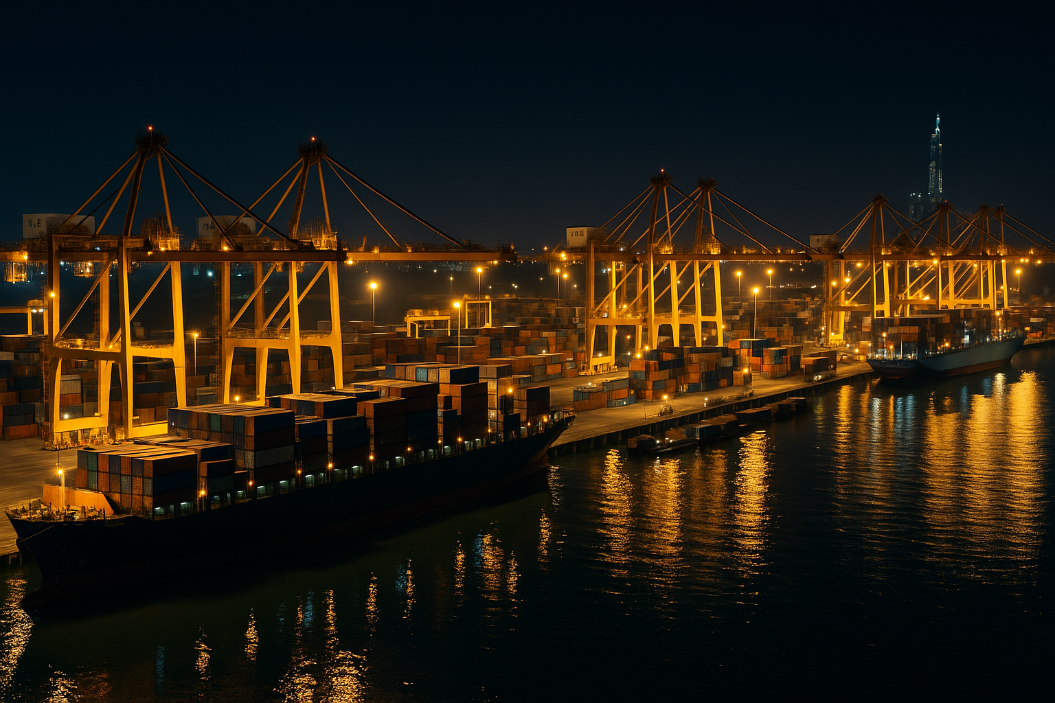 Cai Mep Port at night