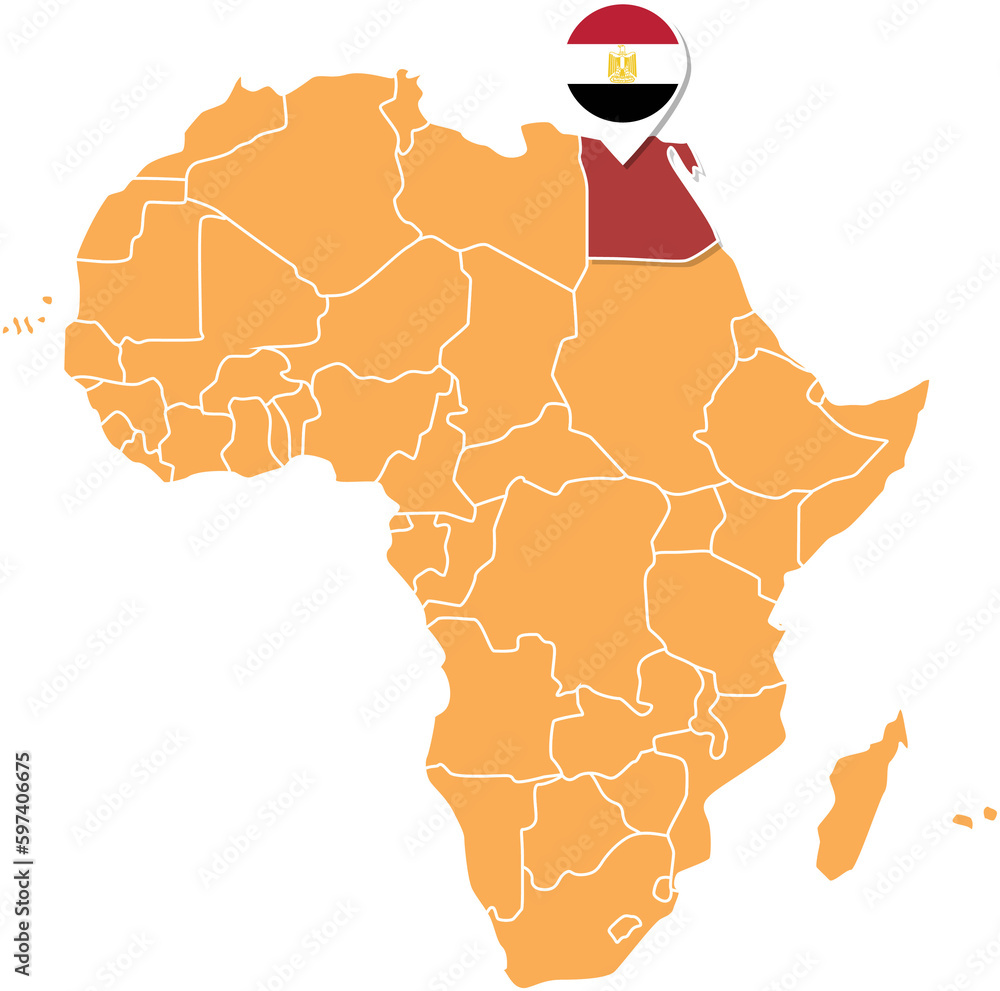 Map of Africa showing Egypt. Photo credit: Adobe Stock