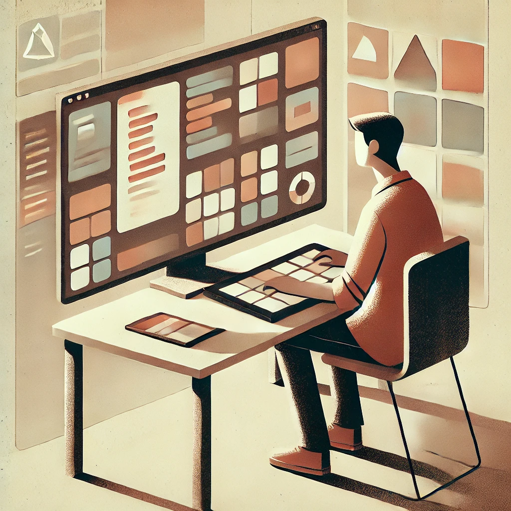 Illustration of a person sitting at a computer