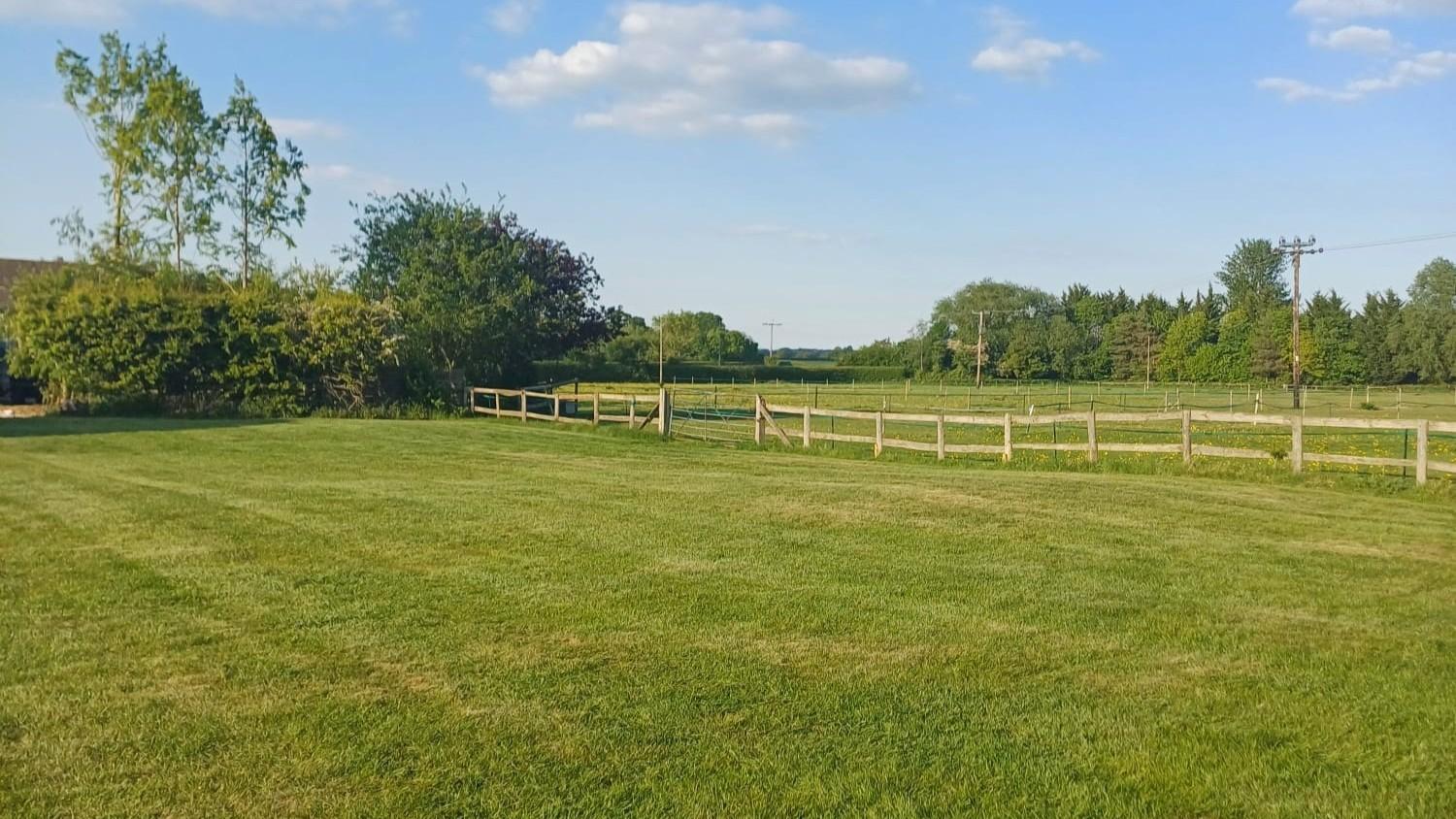 A field of grass with a fence

AI-generated content may be incorrect.