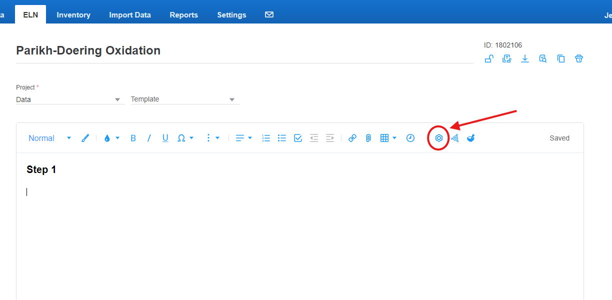 Insert Structure or Reaction icon