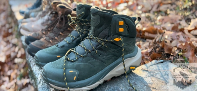 Best hiking boots lined up on wall