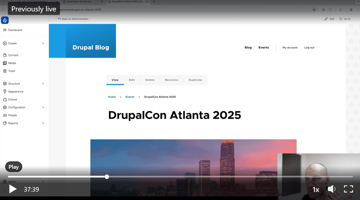  Default blog content in Drupal CMS 1.0