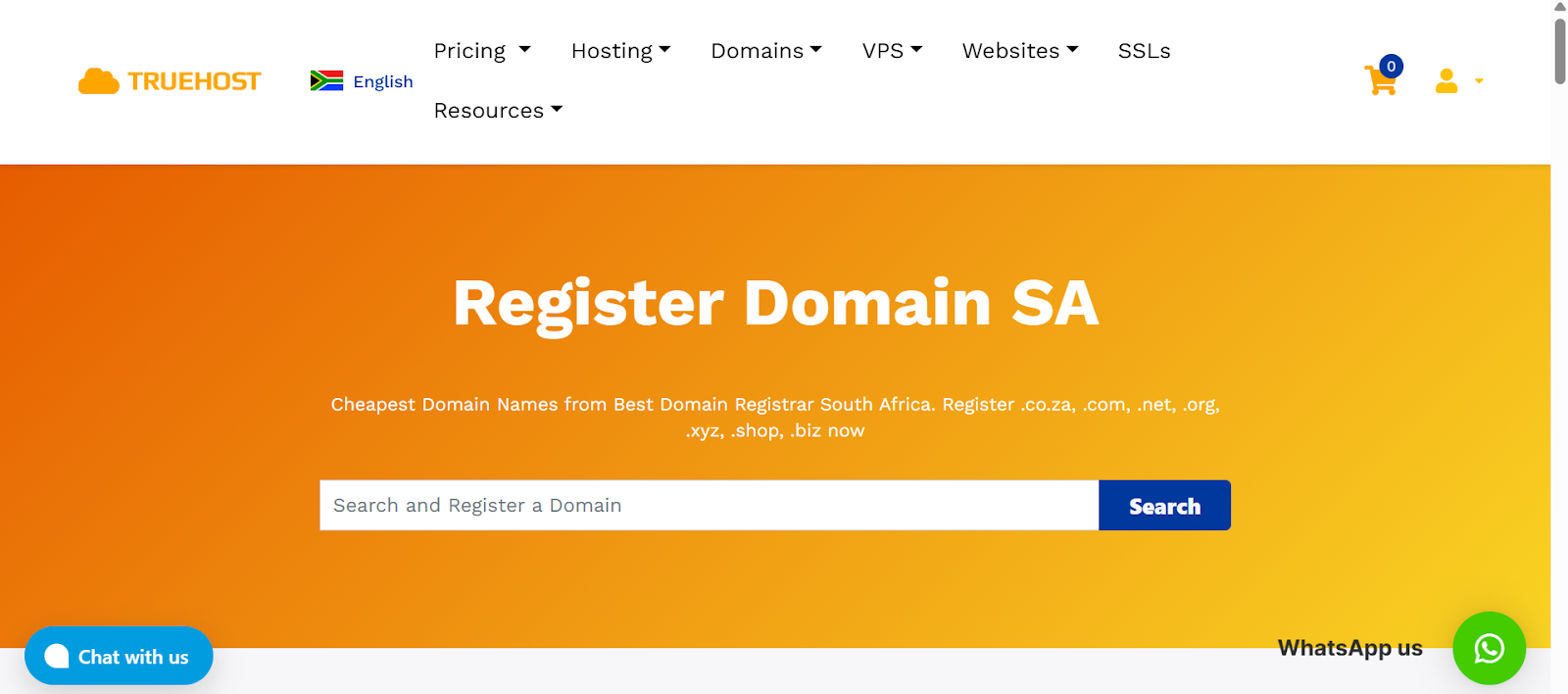 A screenshot of Truehost SA  page