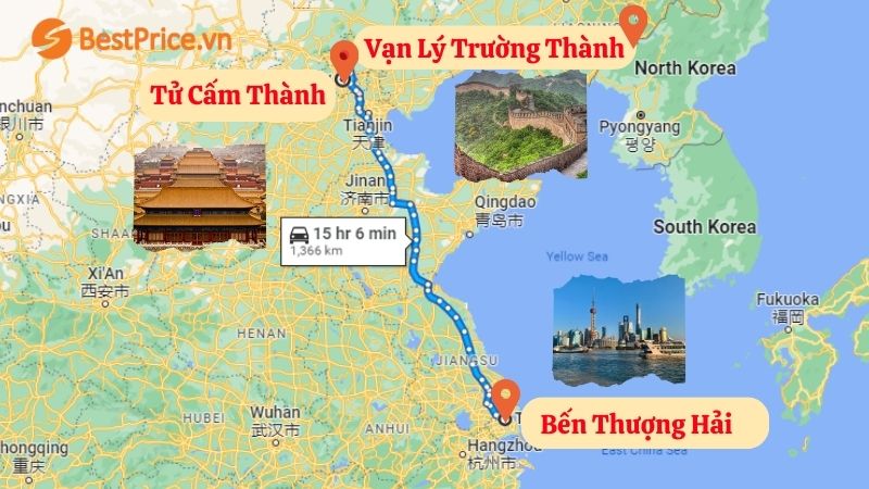 Bản đồ du lịch Bắc Kinh - Thượng Hải