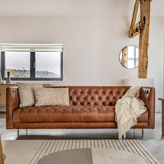 Brown Leather 3 Seater Sofa