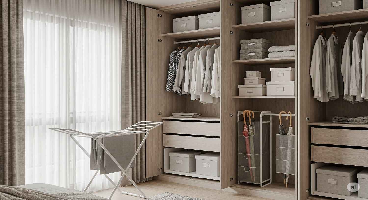 Innovative built-in storage solutions in modern Bangalore bedroom with humidity-resistant materials and cable management