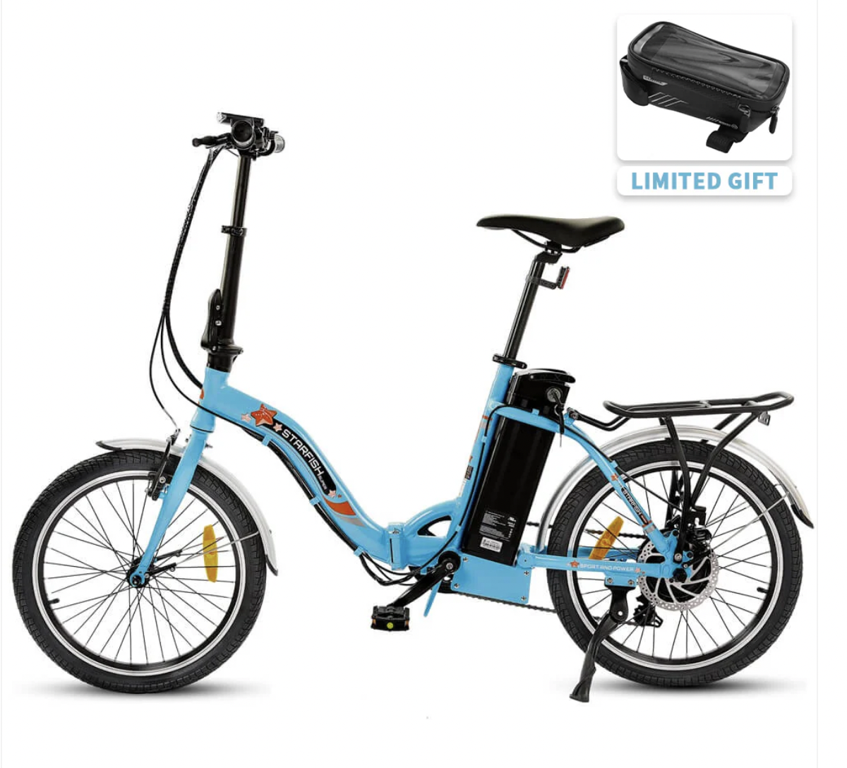 Ecotric 20" Starfish Portable and Folding Electric Bike