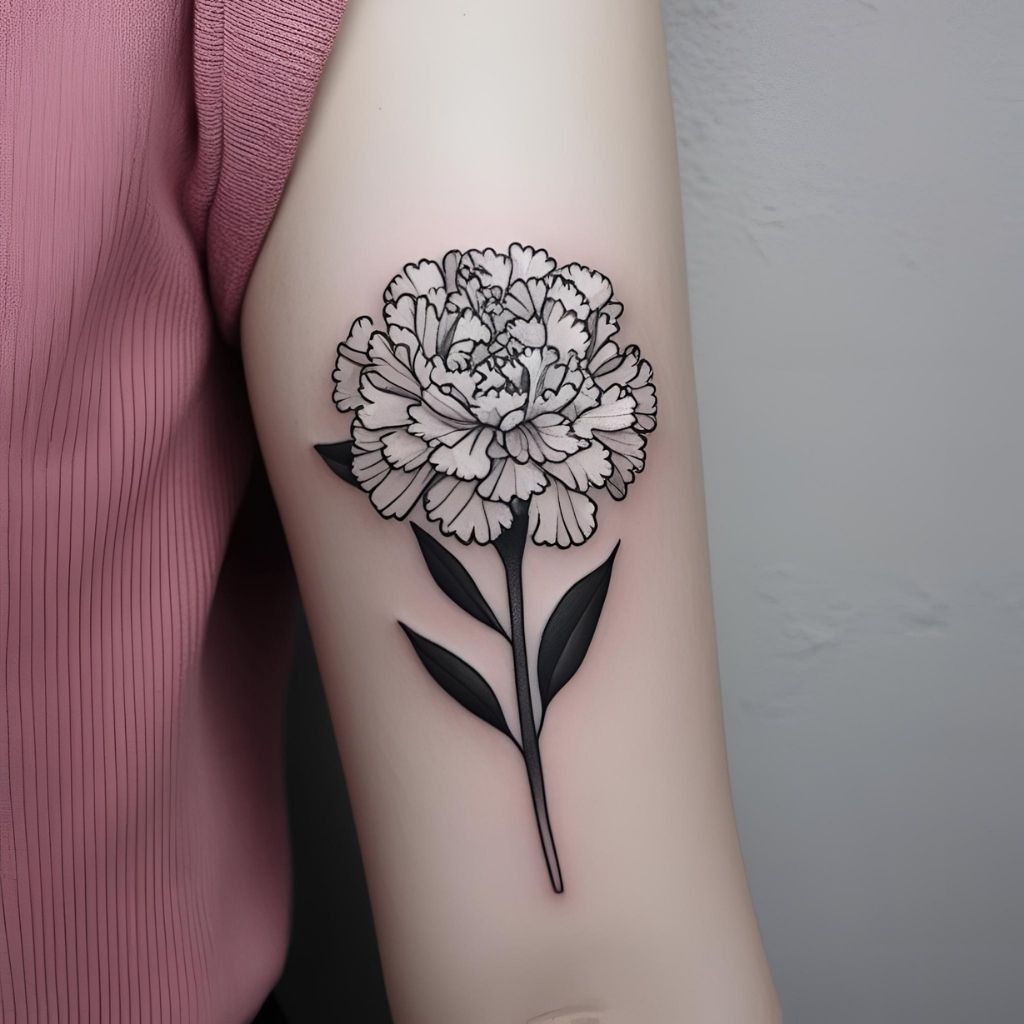 Carnation Tattoo Black and White