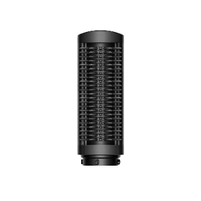 A black microphone with a black background  Description automatically generated