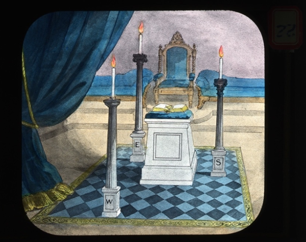 A drawn image of the Masonic altar in a Masonic Lodge