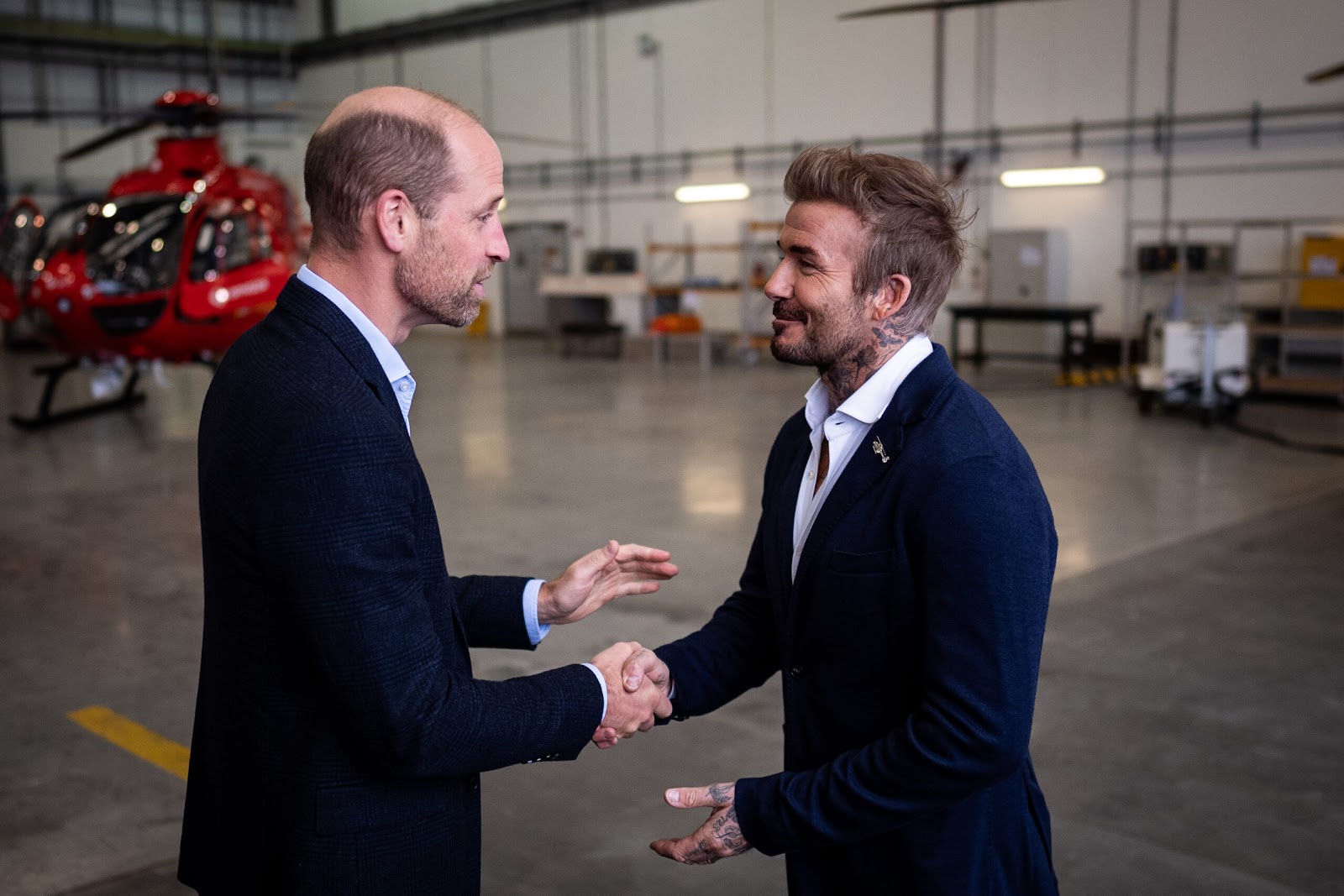 Prince William and David Beckham during a visit to RAF Northolt