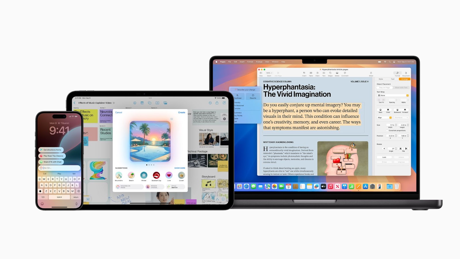 Apple Intelligence on various Apple devices