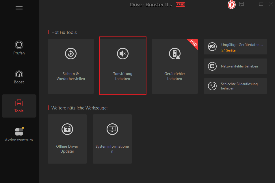 Tonstörung beheben mit Driver Booster