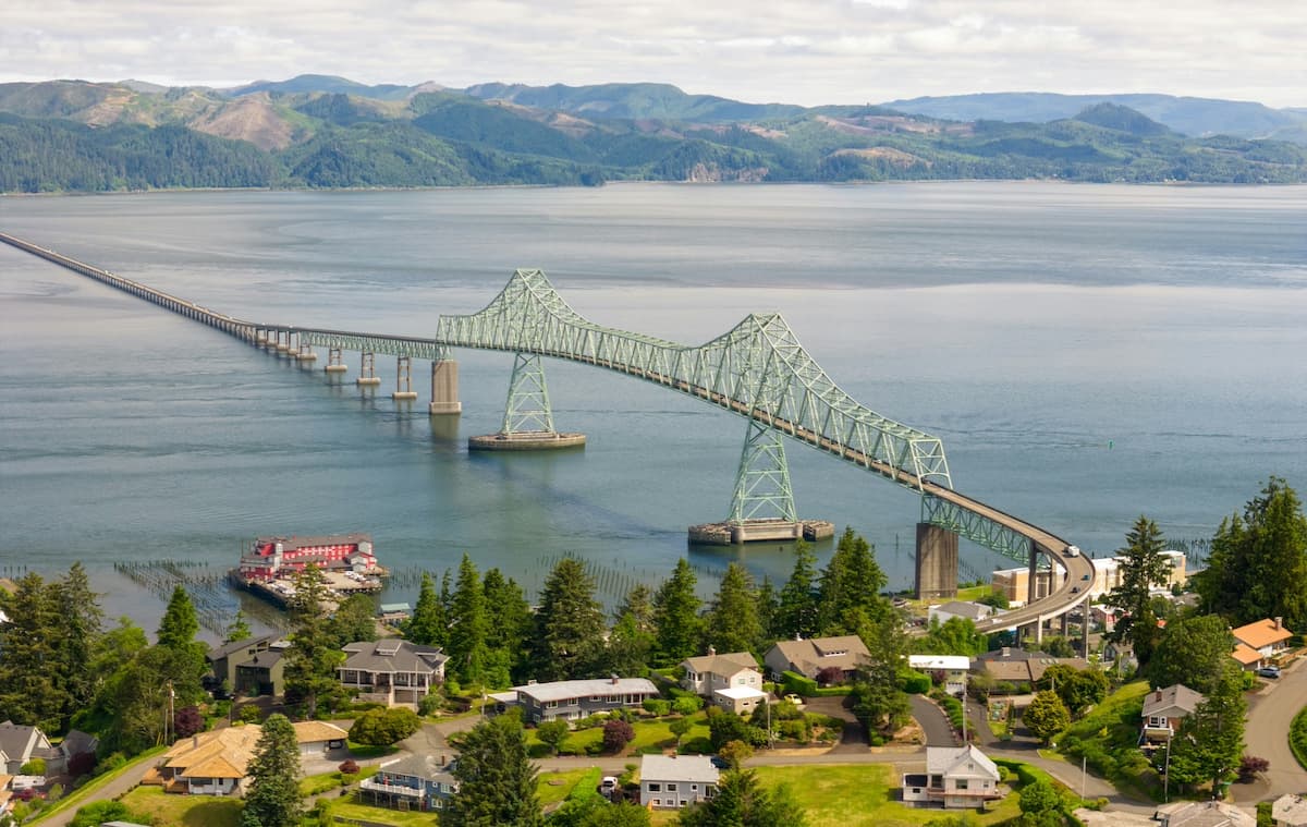 Aerial view of the Astoria-Megler Bridge