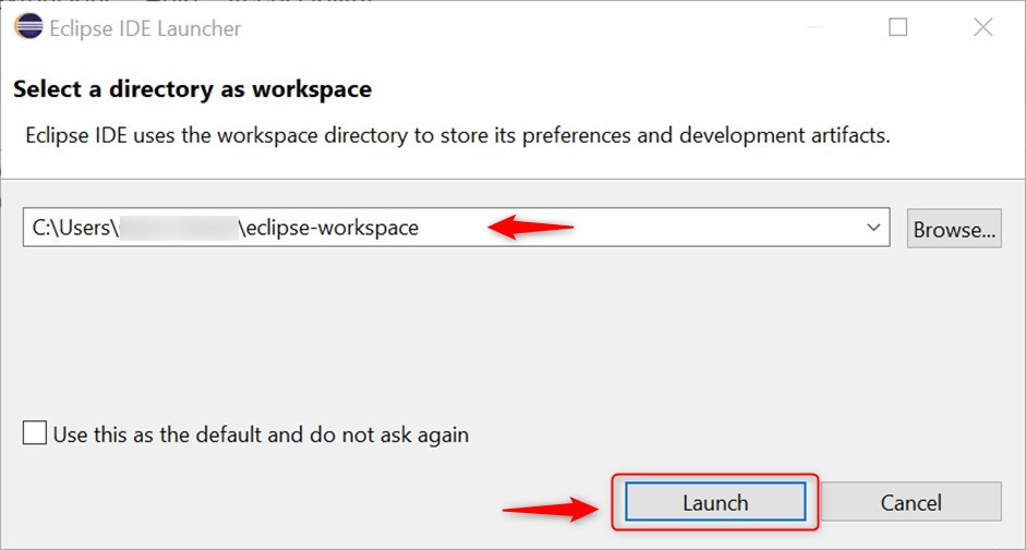 selecting a directory as workspace