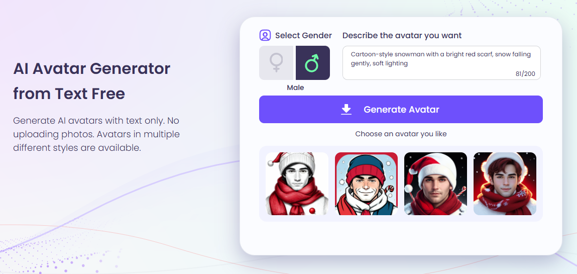 Vidnoz AI Avatar Generator – Create Stunning Avatar Clip Art for Holidays