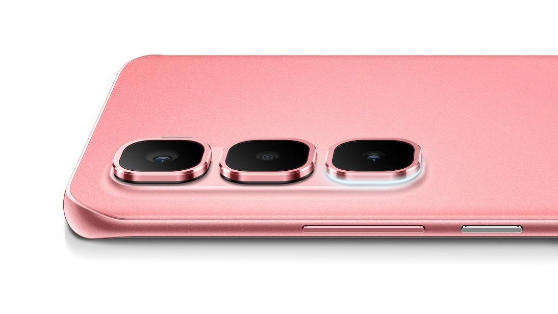 A pink cell phone with three black circles

AI-generated content may be incorrect.